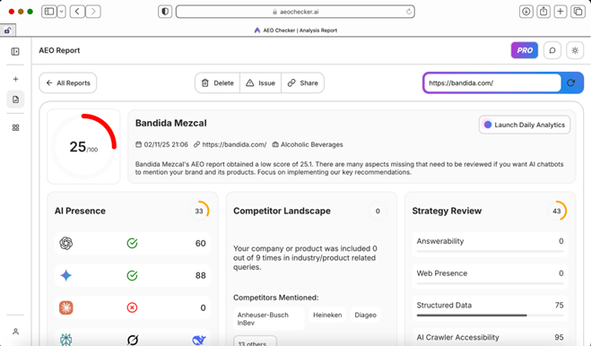 AEO Checker - Dashboard