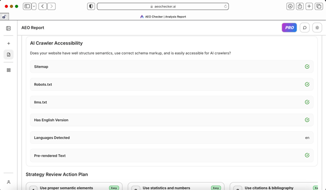 AEO Checker - AI Presence Action Plan