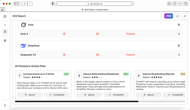 AEO Checker - Additional Features
