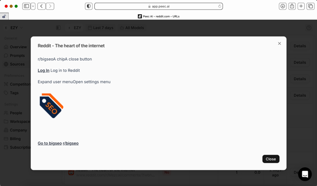 Peec AI - Reddit Tracking (Read Only)