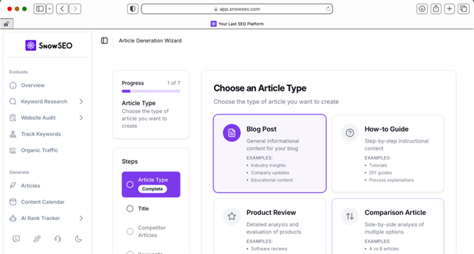SnowSEO Content Creation