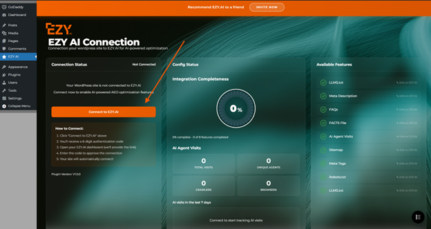 Step 9: You should now see EZY AI in the left navigation bar